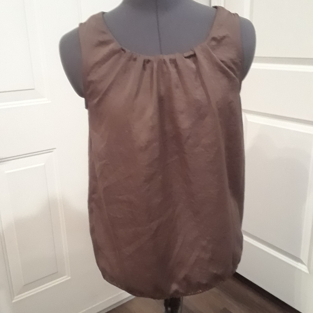 Loft Brown‎ Sleeveless Top With Zipper In Back
